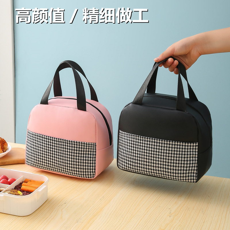 houndstooth Insulation package Bento bag waterproof portable Meal package Lunch Bag student Workers Lunch Bags