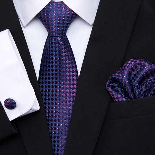 High-end polyester silk tie men's cashew flower groomsmen wedding tie pocket square set jacquard