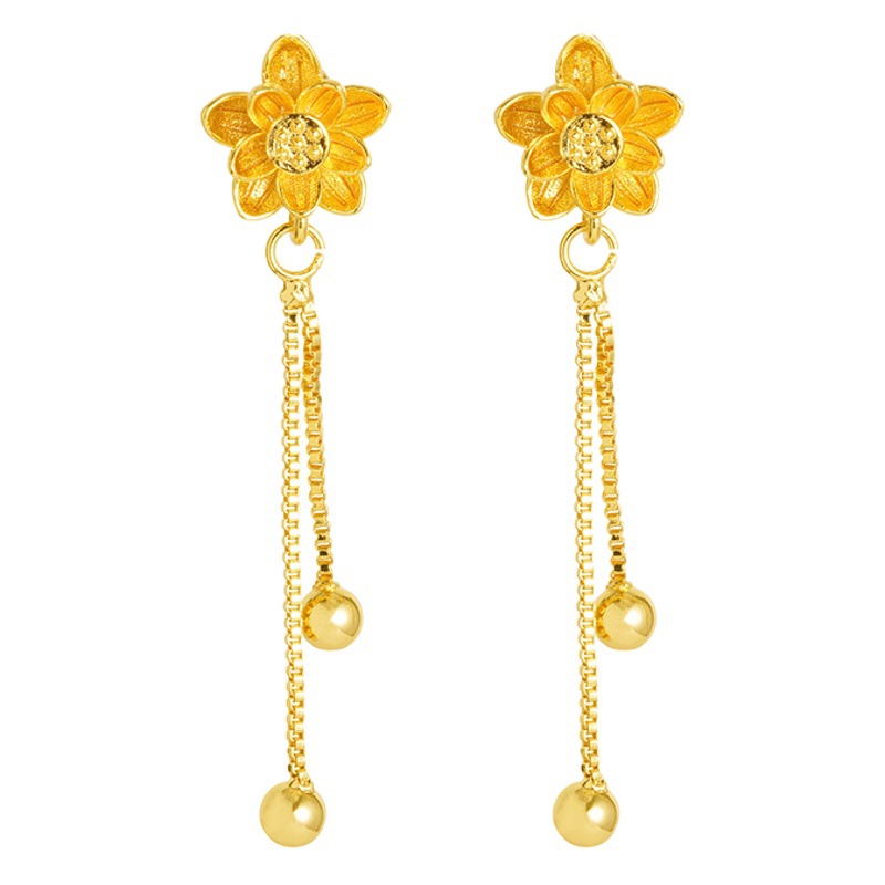 Pendientes de loto de estilo chino pendientes de flores retro elegantes de las mujeres estilo antiguo arena oro imitación oro diseño sentido Pequeño Libro Rojo popular image 1