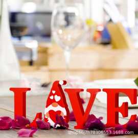 亚马逊情人节礼品木质工艺LOVE字母爱心漏空装饰摆件家居婚礼厂家