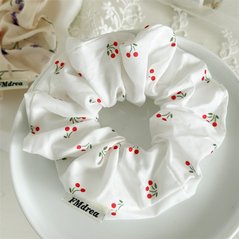 15g Weight Hair Tie Hair Accessories Type 1 Piece Quantity Casual, Holiday Occasion Cloth Material Cherry Pattern All Seasons Season Women's Gender Chinoiserie, Elegant, Lady Style Chinoiserie Elegant Lady Women's Cherry Cloth Hair Tie 10