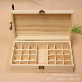 跨境木质多格精油盒 翻盖木盒 木质桌面多功能收纳包装盒