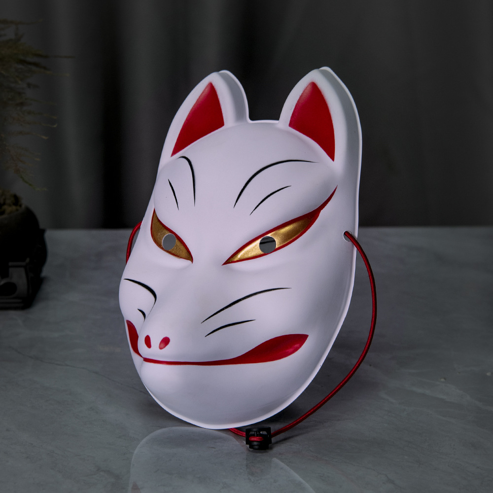 Nuevo estilo japonés COS Fox Demon y viento mitad cara gato cara completa máscara de gato cara animada de PVC vestido espectáculo de festival cara completa image 4