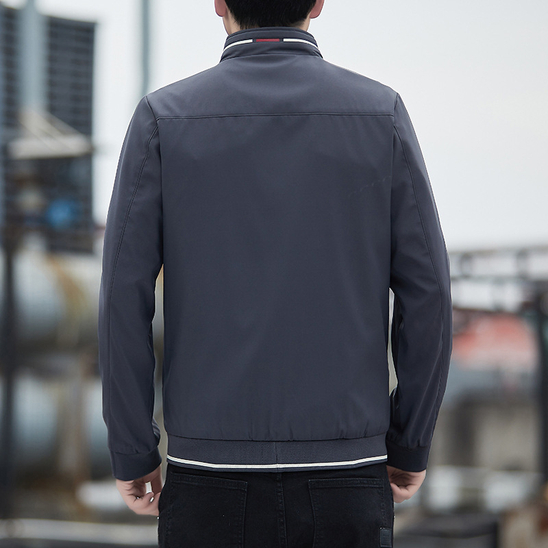Chaqueta de otoño para hombre, gran tamaño, nueva chaqueta casual de cuello alto, ropa de negocios de primavera y otoño para hombre, chaqueta delgada