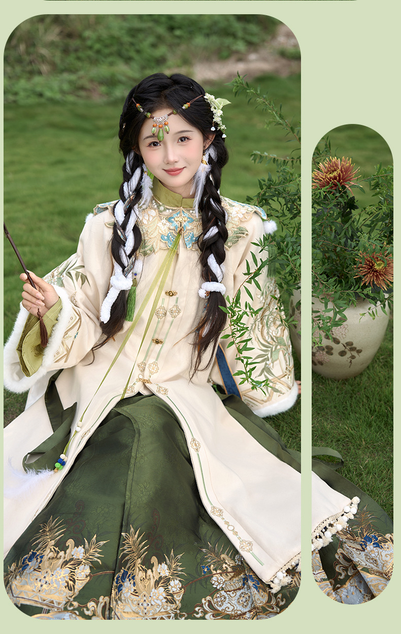 苍山暮雪2024新款原创明制汉服女织金马面裙云肩重工刺绣冬款套装-阿里巴巴