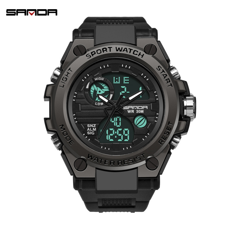 SANDA 739 reloj de hombre de moda versión inglesa estudiante tendencia de moda multifuncional digital impermeable reloj electrónico