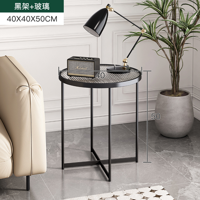 Mesa lateral de sofá, sala de estar para el hogar, mesa redonda pequeña, mesa lateral, mesa de centro, lujo ligero, sensación de alta gama, mesa de esquina simple, apartamento pequeño