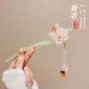 26# Pink large flower green jade hairpin