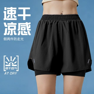 夏款瑜伽二合一运动短裤女夏户外小个子跑步速干假两件大码休闲裤