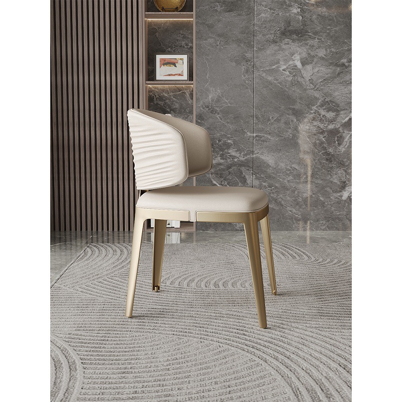 Light Luxury Leather Dining Chair, Home Dining Table Chair, Tea Chair, Stool, High-End Designer Italian Minimalist Stainless Steel Chair