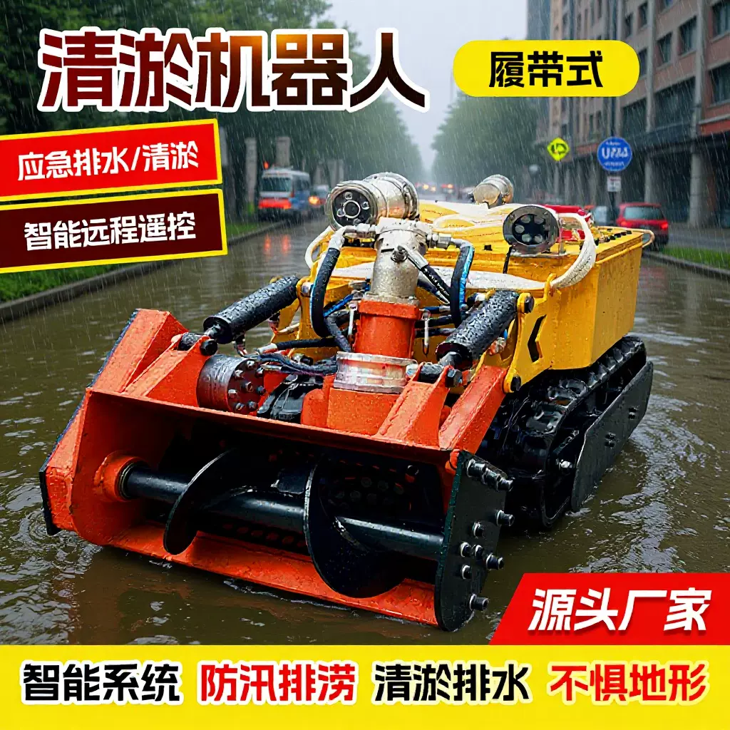 清淤机器人水下市政河道防汛抽排履带式底盘清淤排污机遥控自行走