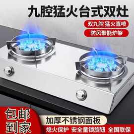 不锈钢燃气灶双灶台式家用气灶液化气猛火煤气炉跨境工厂货源批发