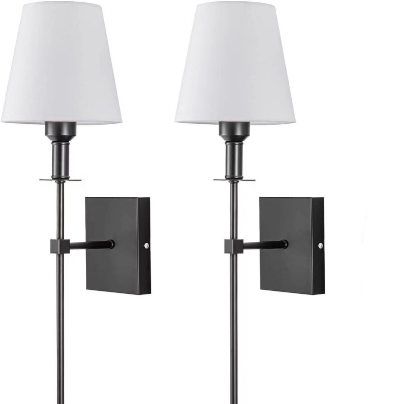 Cross-Border New Indoor Wall Lamp Bedroom Bedside Reading Lamp Hotel Wall Lamp American Simple Cloth Cover Wall Lamp Aisle Lamp