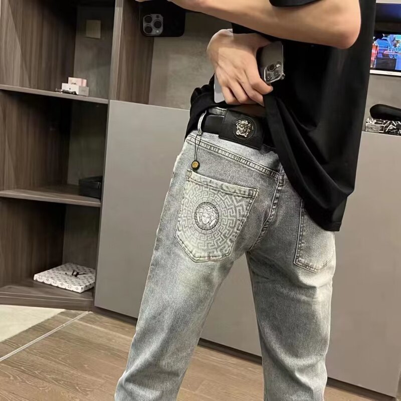 Trendy Brand New Men's Slim-Fit High-Stretch Fashion Business Versatile Casual Skinny Jeans Direct from the Source Factory