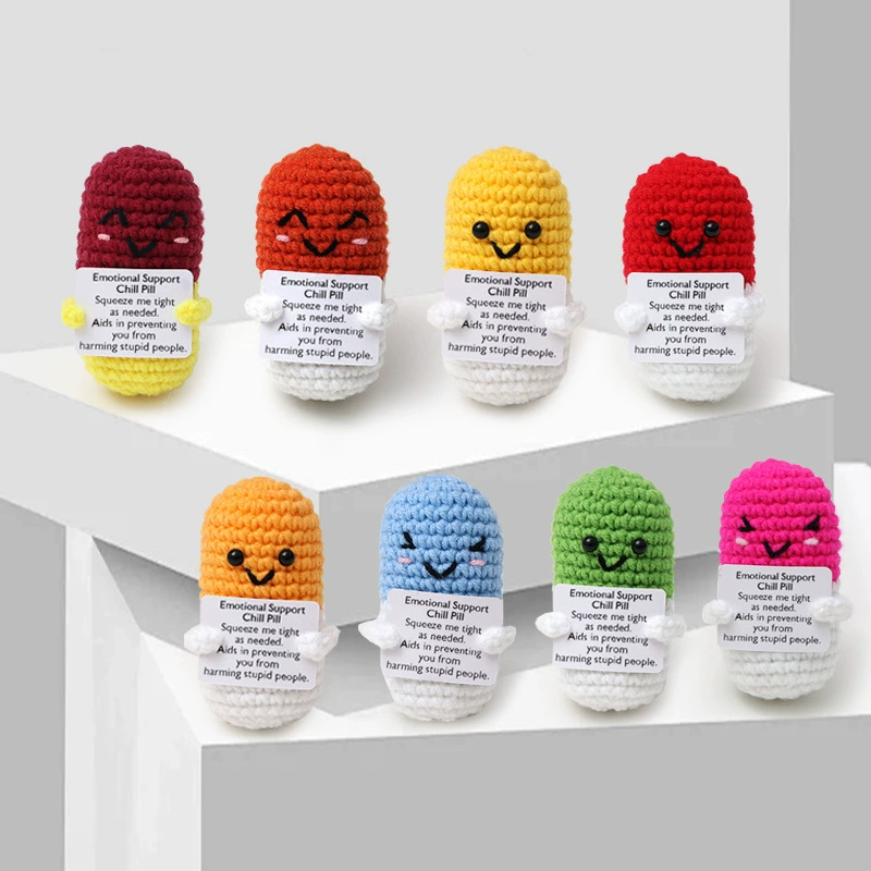 Хит продаж, шерстяная вязаная капсула ручной работы, кукла, забавный кулон с положительной энергией, положительная карта, вязаные крючком украшения