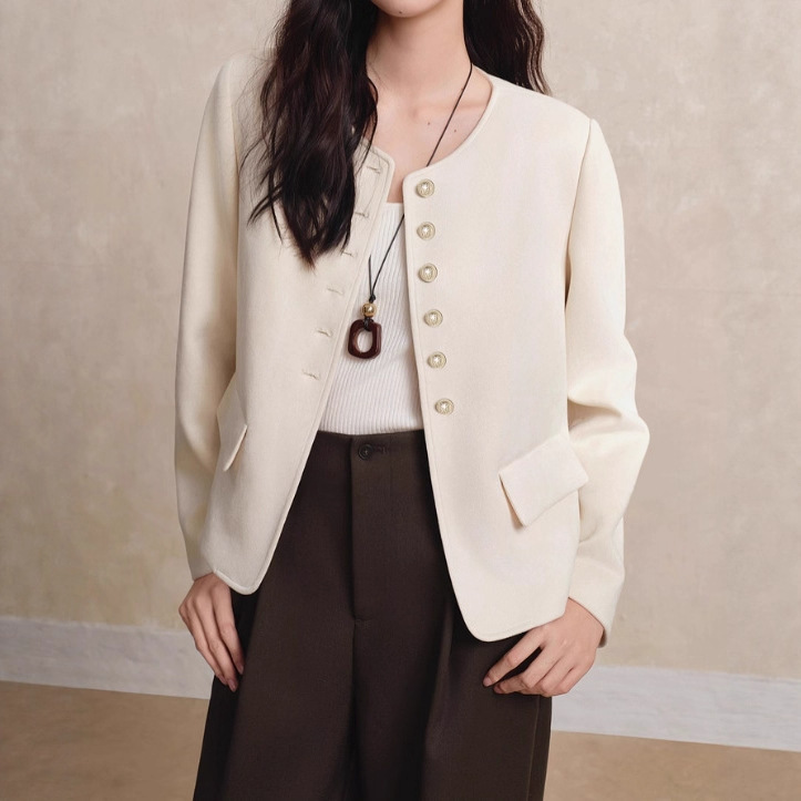 麂皮绒短外套2025女秋新款亲肤圆领小香风质感上衣G5AAF574|undefined