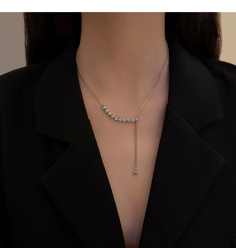 Fashion Geometric Copper Inlay Zircon Necklace 1 Piece