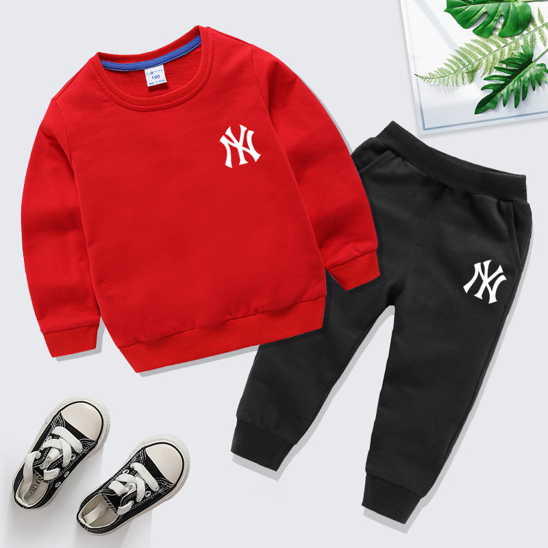 红色上黑下小NY卫衣套装