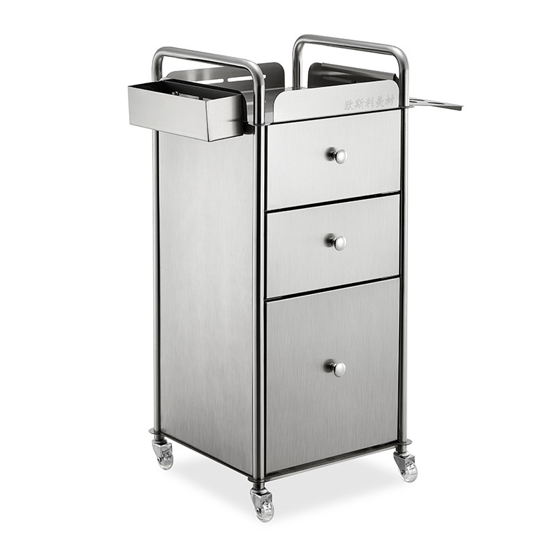 Barbería herramienta gabinete de acero inoxidable herramienta de peluquería Carro de peluquería de coche estante de almacenamiento multifuncional gabinete de polvo de corte de pelo