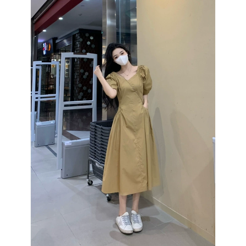 2025 новое платье для похудения с эффектом скрытия живота, лето 2024, новое платье с короткими рукавами для женщин в форме груши