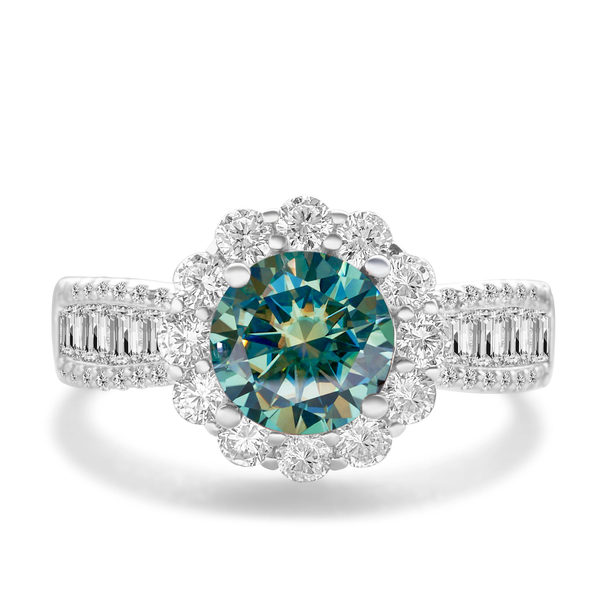 2CT anillo de piedra de mosaico de color de plata esterlina S925 cinturón de plata GRA certificado de mosaico de comercio electrónico transfronterizo anillo de venta caliente para mujeres