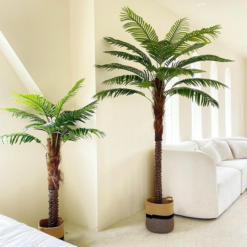 Large Indoor Artificial Tree, Poinsettia, Needle Palm, Coconut Tree, Artificial Green Plant, Floor-Standing Potted Fake Tree, Living Room Landscaping Decoration