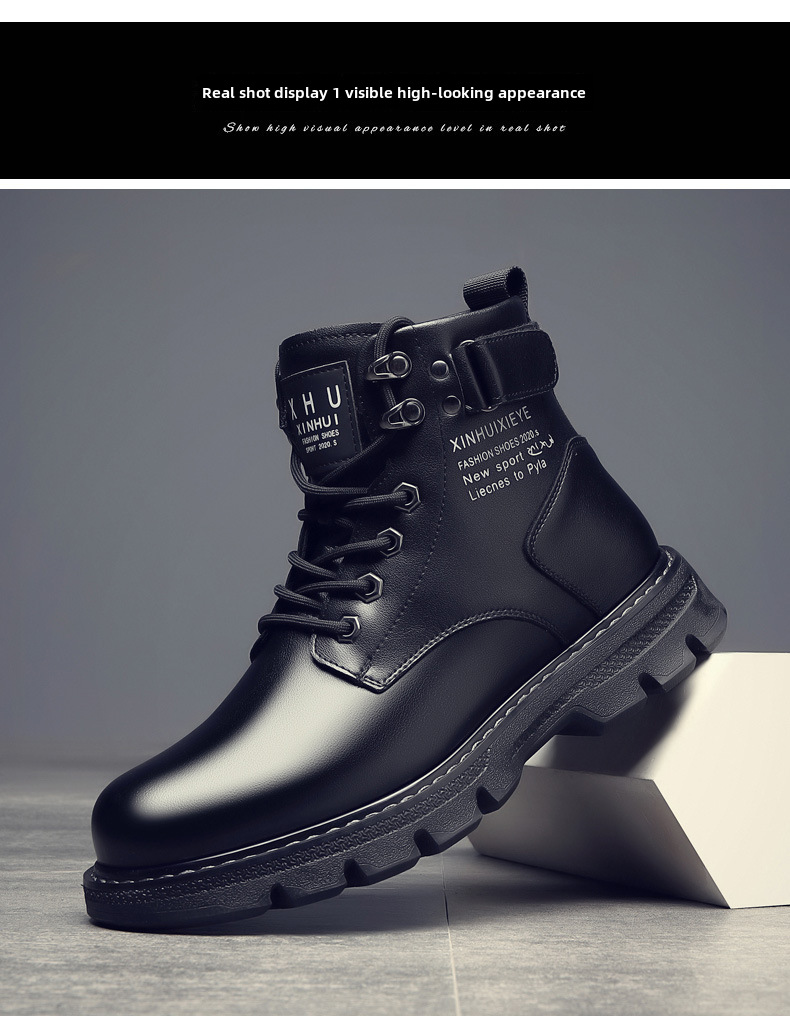 Martin Boots Herren Frühjahr 2024 Neue High-Top-Arbeitsstiefel im britischen Stil Schwarze Motorradstiefel aus Leder Frühling und Herbst Freizeitschuhe aus Leder_voghion.com