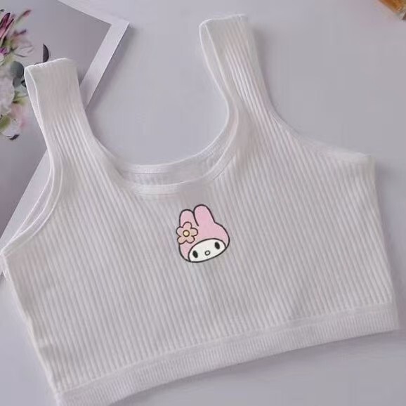 Girls' Developmental Period Underwear for Elementary and Middle School Students, Pure Cotton Beautiful Back Vest, Padded Anti-Bump Tube Top Bra for Layering