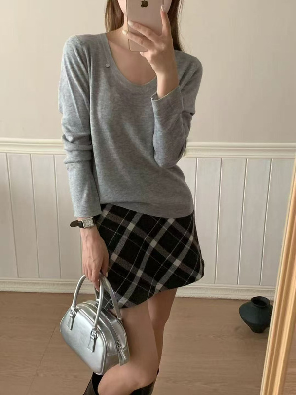 韩dan系列~u领羊毛打底衫女装0923-155|undefined