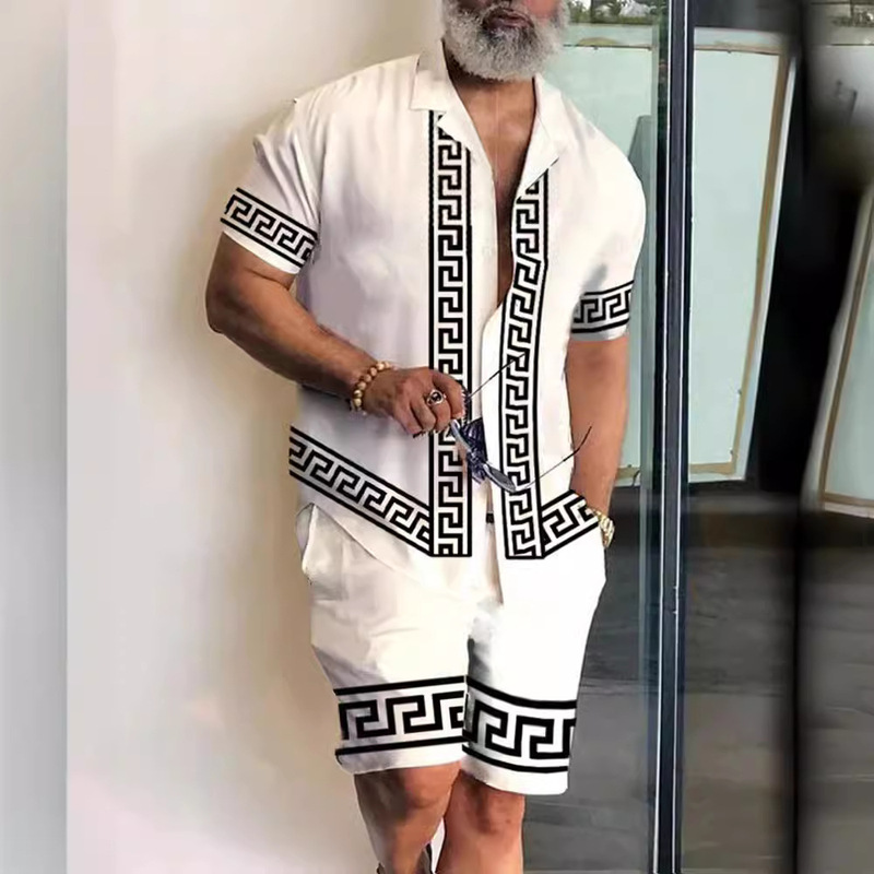 European and American Cross-Border Fashion Men's Shirts, Personalized Casual Short-Sleeved Shirts, Shorts Suits, Polo Shirts, Men's Clothing