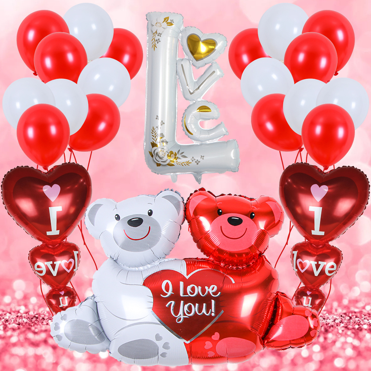 Nuevo Día de San Valentín amor abrazo oso globo aluminio decoración del partido Qixi confesión traje atmósfera diseño