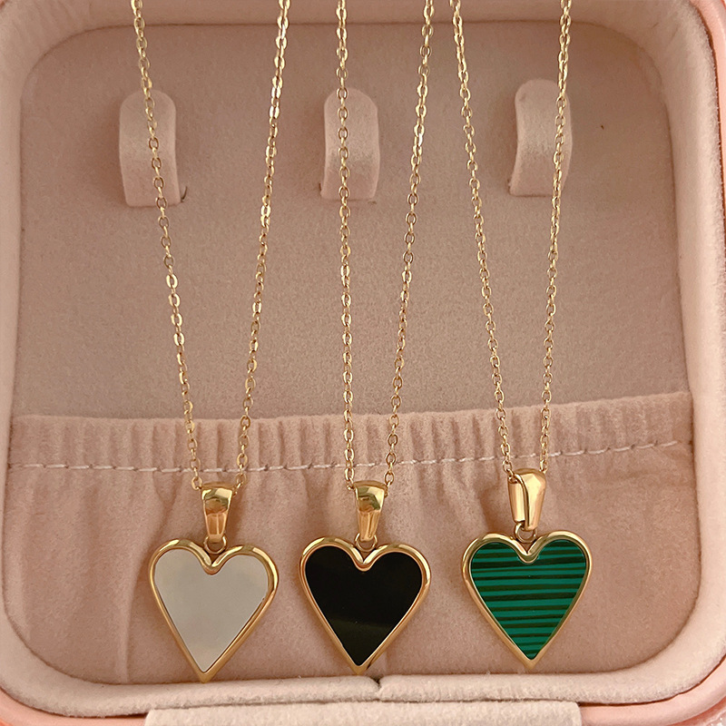 8g Weight 0.03µm-0.05µm Gold Plating Thickness PVD Coated Gold Plating Process PVD Coated Real Gold Plated 16K Gold White Gold Plated Gold Plating Heart 304 Stainless Steel Fashion Waterproof Non Tarnish 304 Stainless Steel Necklace