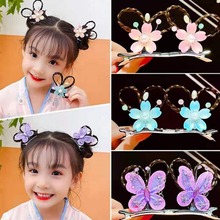 风儿童汉服头饰女童宝宝假发辫子头花发卡小女孩古风对夹发饰批发