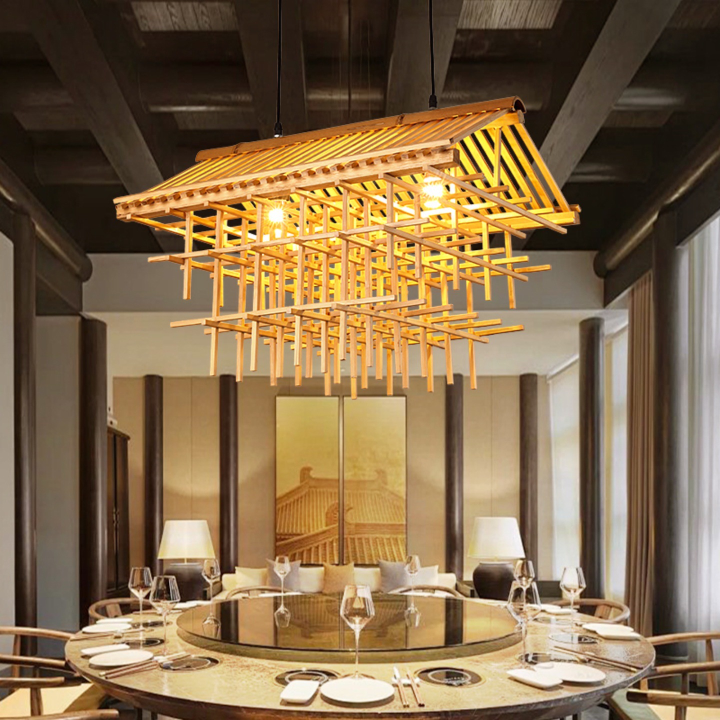 Nuevo restaurante chino Chandelier bar creativo Hotpot tienda de ropa comercial Zen sala de té Chandelier hotel