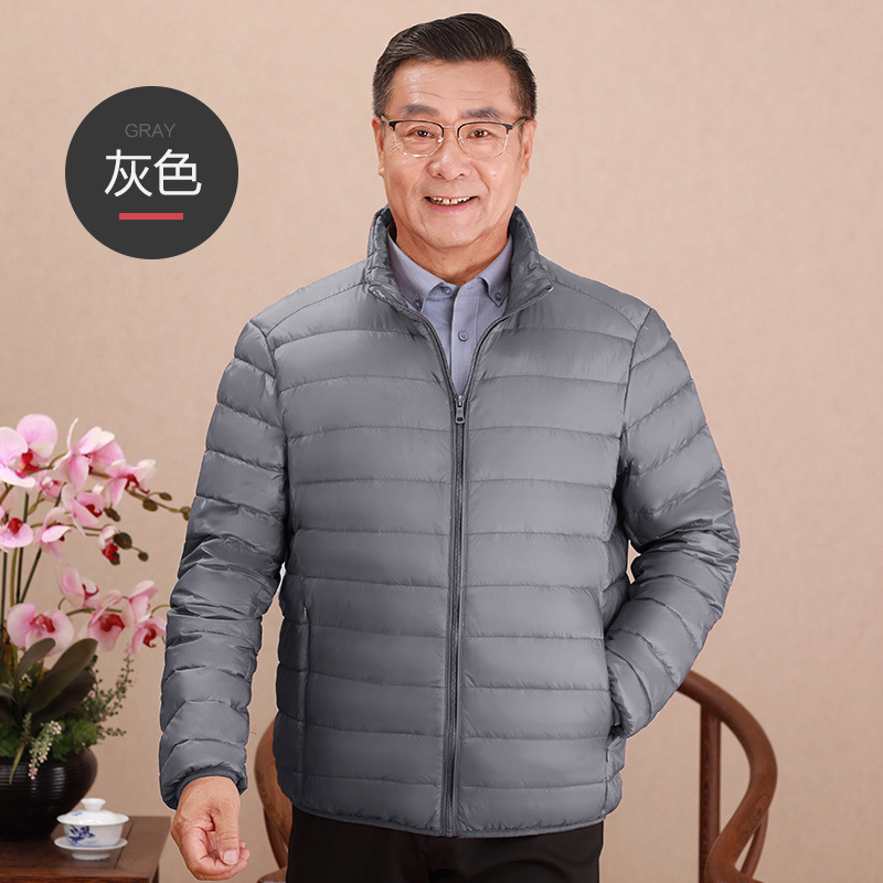 Invierno transfronterizo chaqueta de plumón ligera delgada joven hombre de mediana edad padre vestido de abrigo frío y grueso