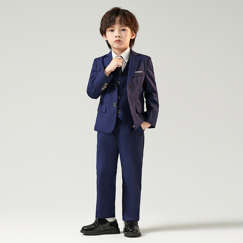 Children's Suit suit Boys Autumn and Winter Flower Children's Wedding Dress Baby One-year-old Children's Suit Piano Performance Performance Dress