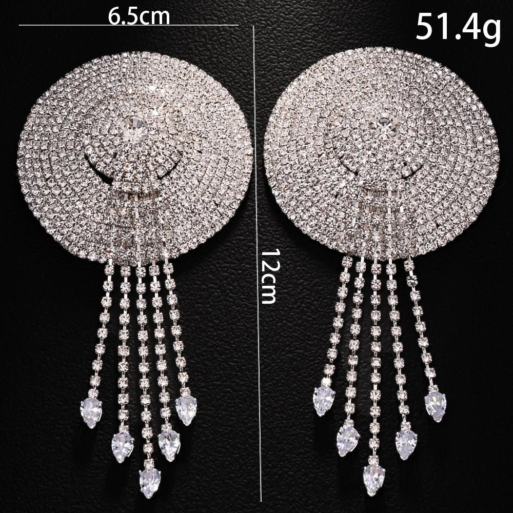 Amazon venta caliente sexy fijación de pecho moda redonda diamante adhesivo de pecho accesorios para mujeres pegatinas de pecho