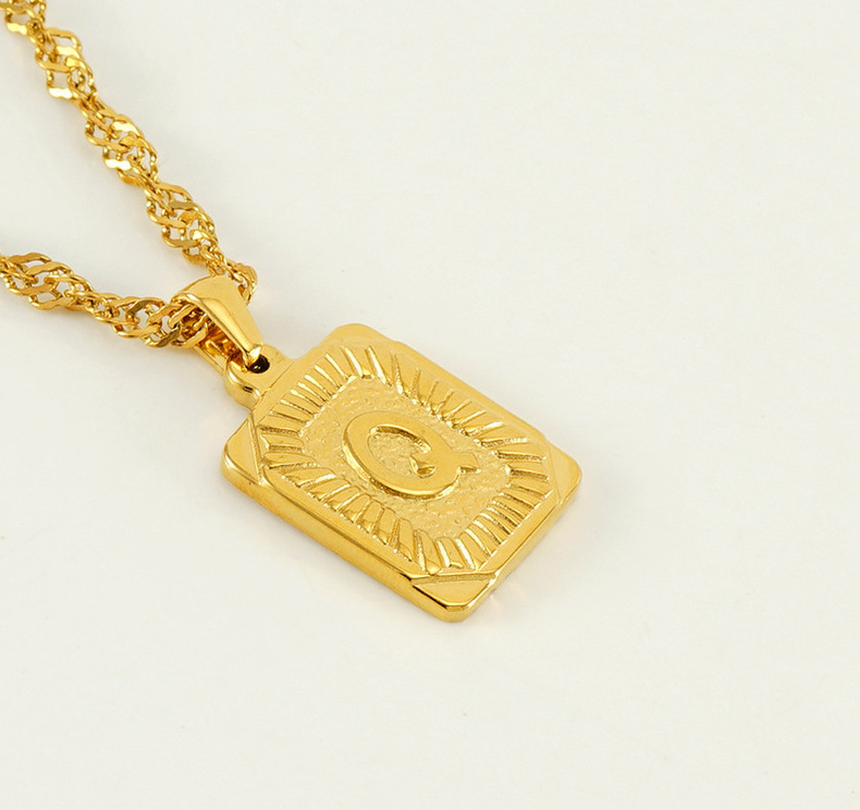 Ion Plating (IP) 18K Gold Plated Letter 304 Stainless Steel Casual Stainless Steel Rings 304 Stainless Steel Pendant Necklace display picture 3