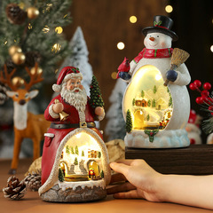 クロスボーダークリスマス樹脂回転装飾品 LED ライト多機能オルゴール高齢者クリスマスギフト装飾品