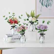 ins假花仿真花2020新款玻璃花瓶客厅装饰花混合式干花花束摆设跨