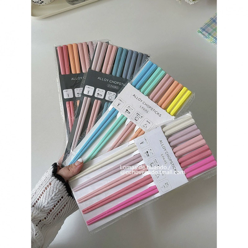 "Rainbow Ins Wind Chopsticks" Ochovenado Family Household Holding Chopsticks Combination Advanced Light luxury tableware