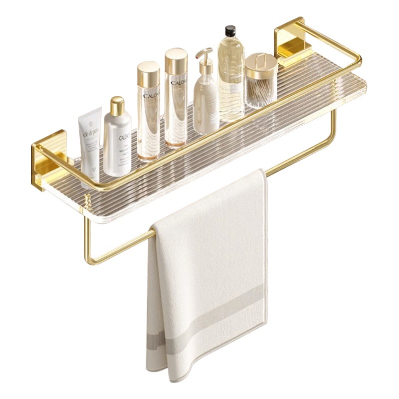 Estante de almacenamiento de baño Baño Luz de lujo lavabo acrílico oro inodoro toalla almacenamiento Punch-libre