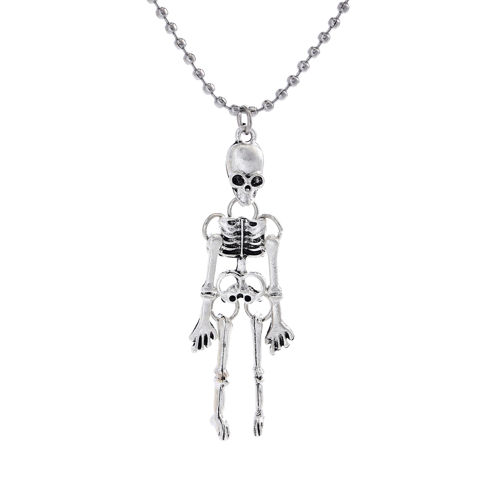 Collier pendentif crâne style vintage punk en acier inoxydable_voghion.com