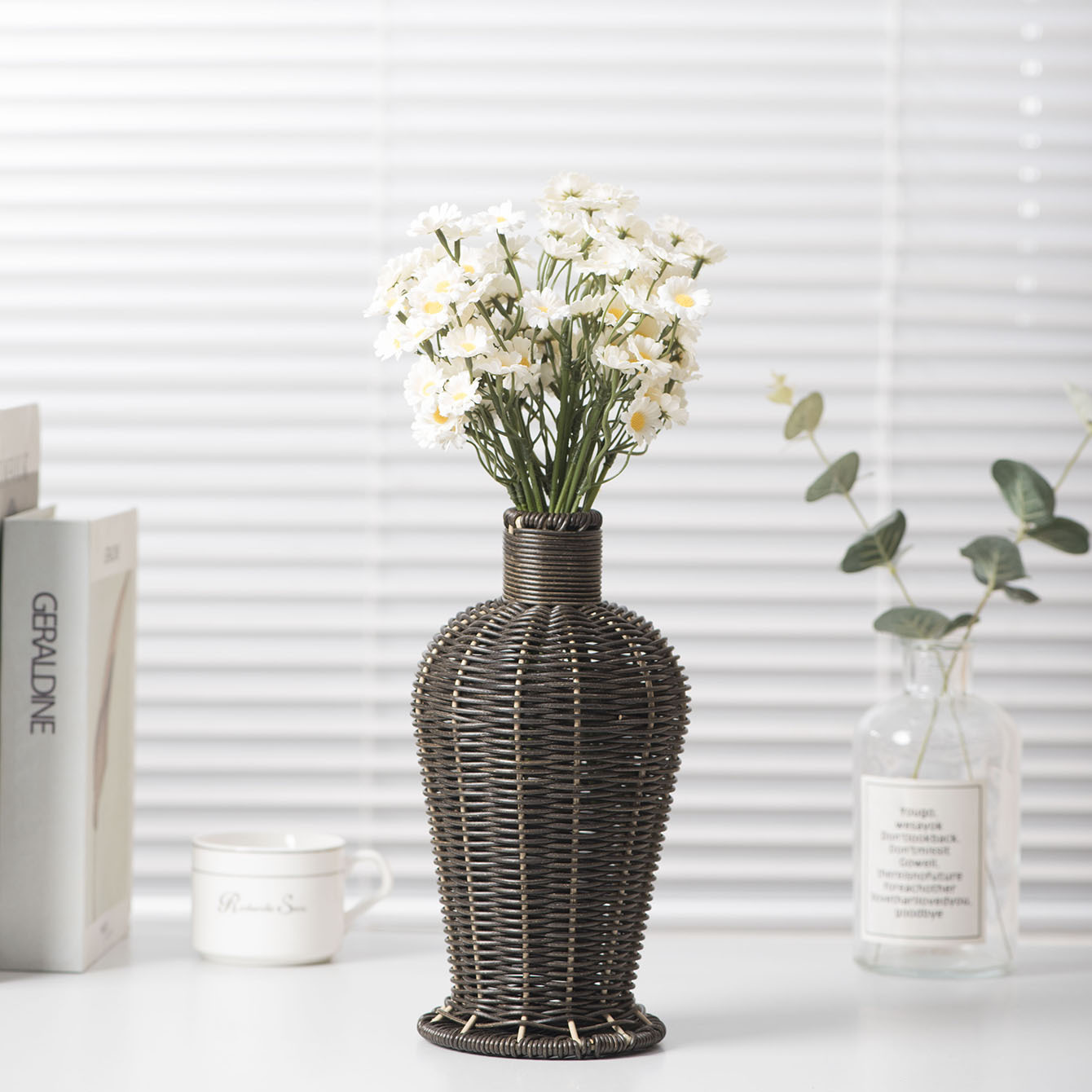 Botón de tela de caña de alta calidad para la sala de estar decoración de botón seco para el escritorio decoración de flores para el hogar