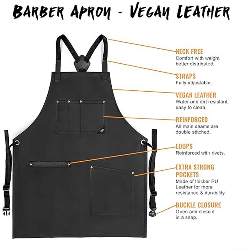 Transfronterizo Amazon delantal de piel logotipo personalizado horneado leche tienda de té manicuría barista ropa pu delantal al por mayor