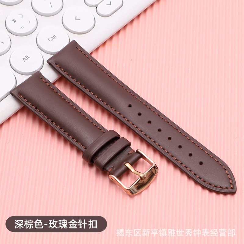 플레인 다크 브라운 로즈 골드 핀 버클