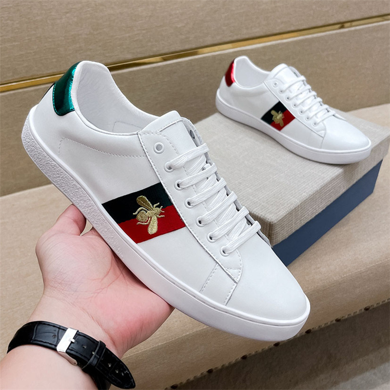 Fucci Men's Shoes Little Bee White Shoes Genuine Leather Casual Shoes High Version High Quality Brand Fucci Men's Shoes