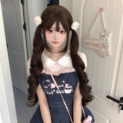 かつら全頭ネット赤少羅自然lolitaかつら双馬尾斉前髪新型ファッションローマ巻き長髪