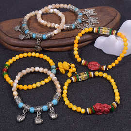 天然贝壳圆珠手串盘玩多巴胺蝴蝶小鱼多种款式送女友礼物文玩批发