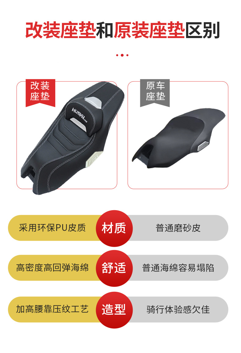 Suitable for Sanyang Husky 150 modified seat cushion, non-destructive installation, complete seat assembly with sun protection, waterproof and extra soft